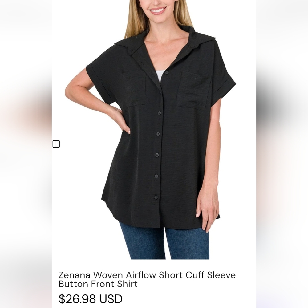 Button down Zenana dolman sleeve top